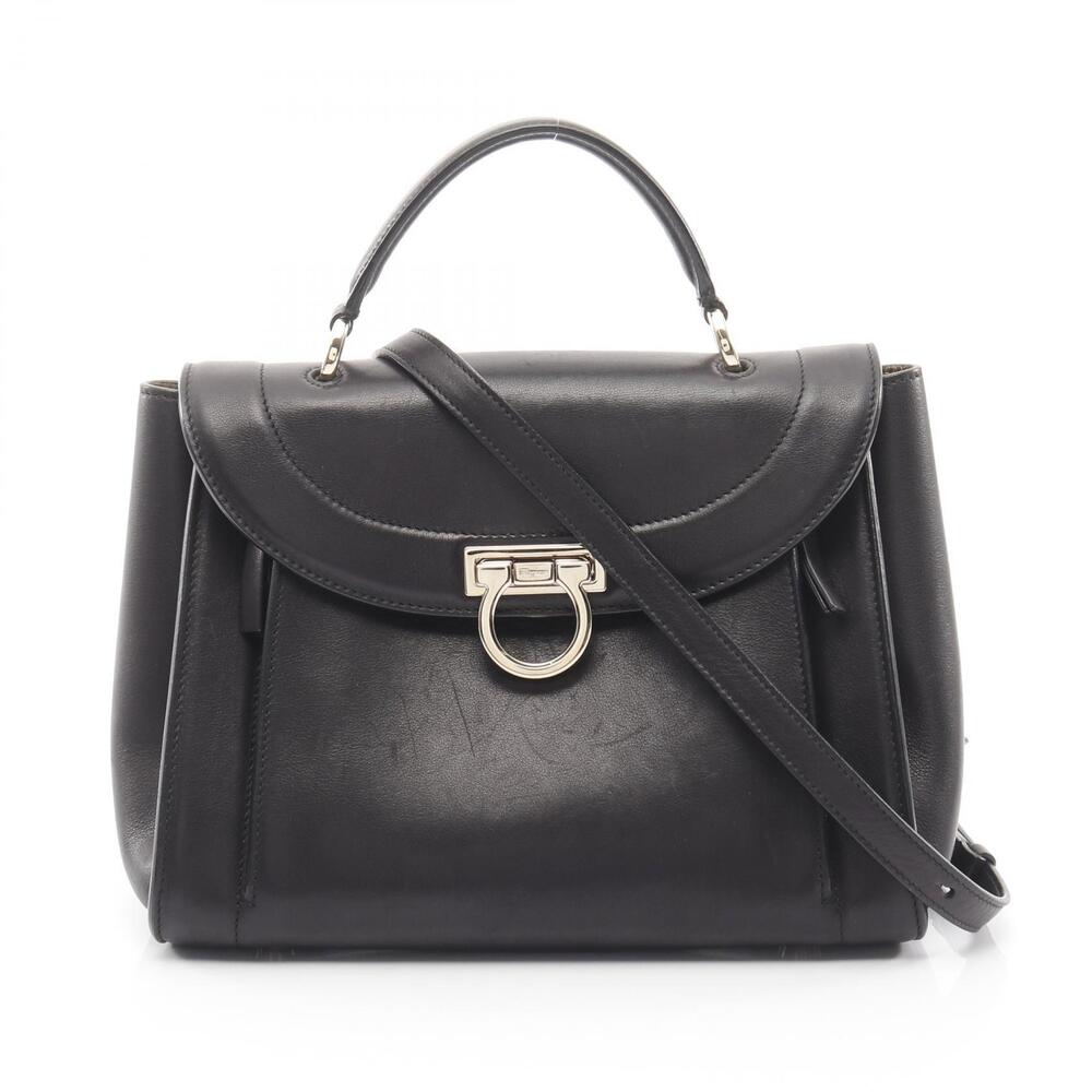Salvatore Ferragamo Sofia Rainbow Gancini Handbag Leather Black